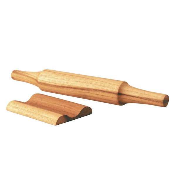 Teak Wood Rolling Pins with Stand Set