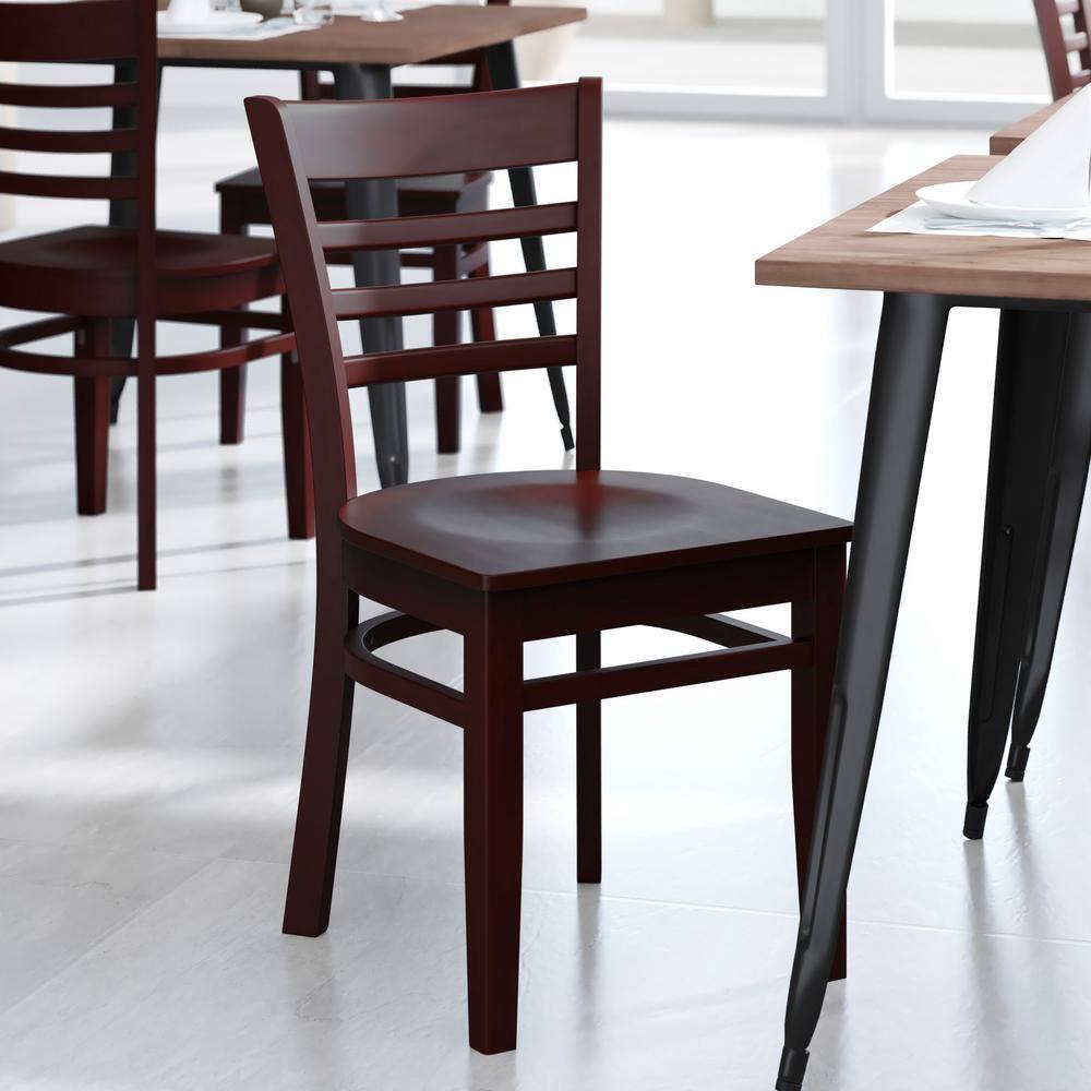 Elegant Ladderback Mahogany Wood Side Chair with Sturdy Frame