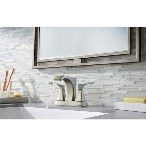 Venturi 4 in. Centerset 2-Handle Bathroom Faucet in Spot Defense Brushed Nickel (2-Pack Combo)