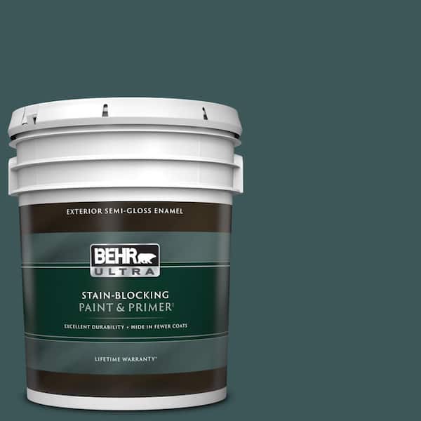 BEHR ULTRA 5 gal. #PPU12-01 Abysse Semi-Gloss Enamel Exterior Paint & Primer