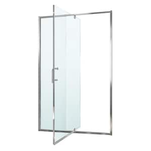 44 in.- 48 in. W x 71 in. H Pivot Swing Semi-Frameless Shower Door in Chrome with Clear SGCC Tempered Glass