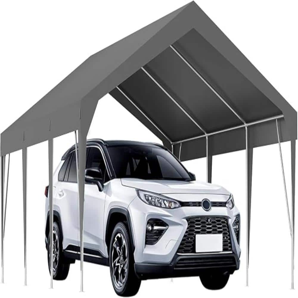 12x20ft Heavy Duty Carport Garage Shelter, Waterproof UV Resistant Car Canopy Tent, Multipurpose Vehicle Storage, Gray price history on PriceWatchPro