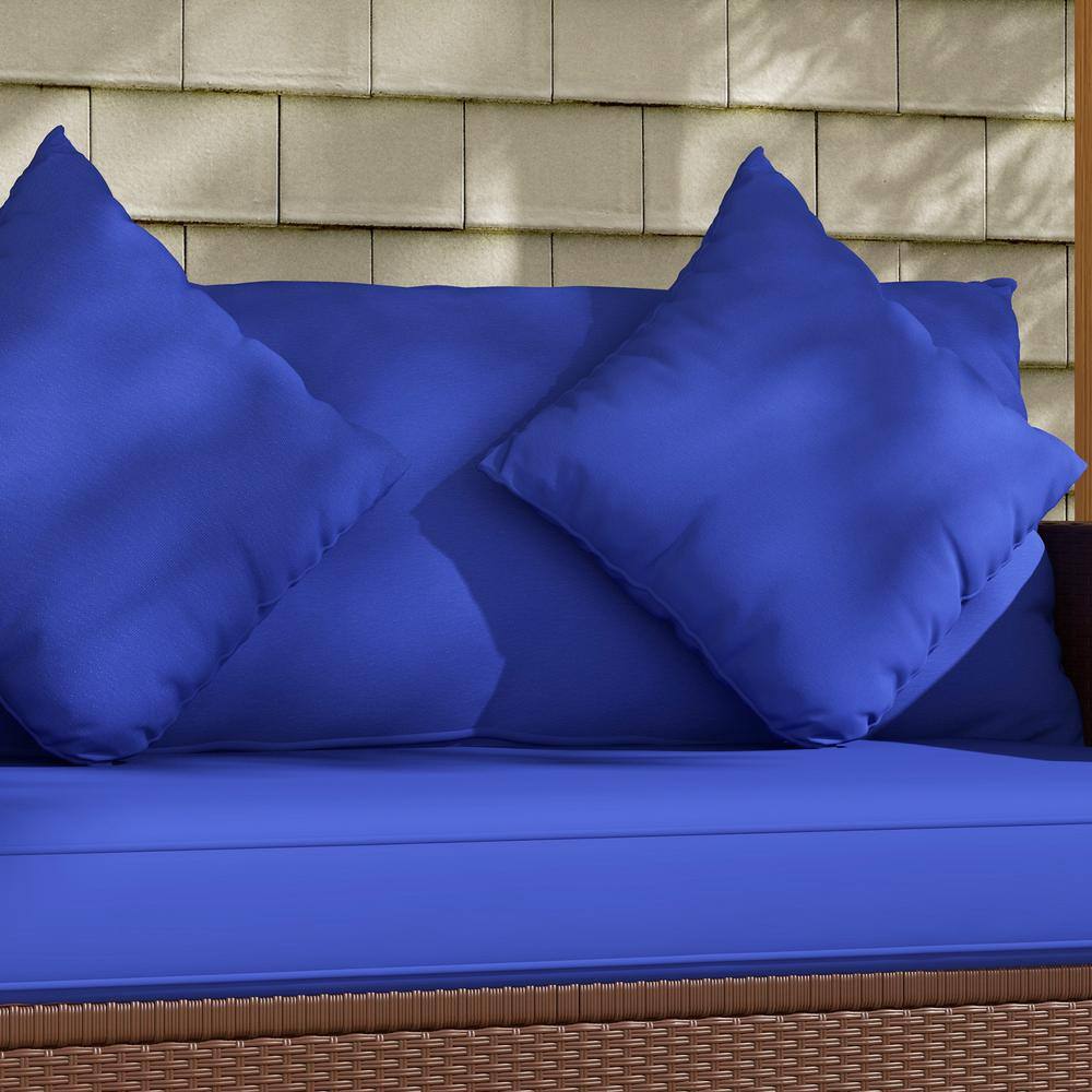 Outsunny Brown Wicker Loveseat with Dark Blue Cushions