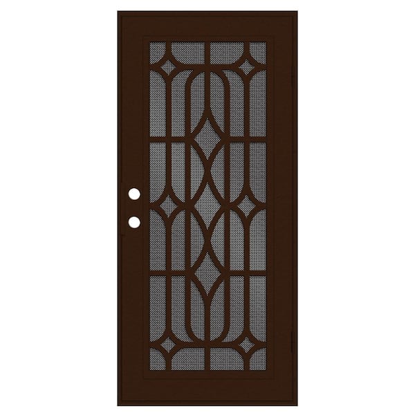 Unique Home Designs Essex 32 in. x 80 in. Left-Hand Outswing Copper Aluminum Security Door with Black Perforated Metal Screen
