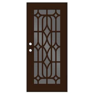 Essex 36 in. x 80 in. Left-Hand Outswing Copper Aluminum Security Door with Black Perforated Metal Screen