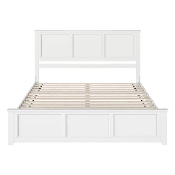 Charlotte White Solid Wood Frame King Low Profile Platform Bed with Matching Footboard