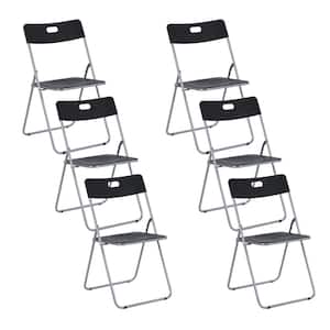 Mimosa BLack Metal Frame Plastick Seat Portable No Assembly Required Folding Chair(Set of 6)