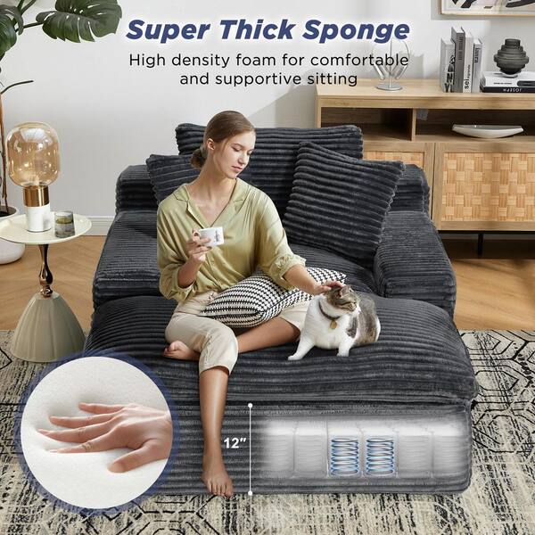 Hochwertiges 67 in. Square Arm Plush Polyester Upholstered