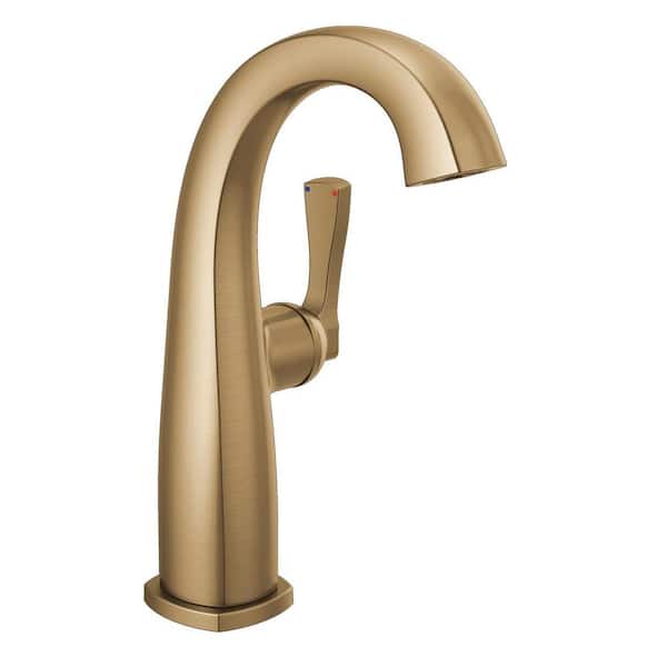 Delta Stryke Gold Mid-Height Single Handle Single Hole Bathroom Faucet in Lumicoat Champagne Bronze