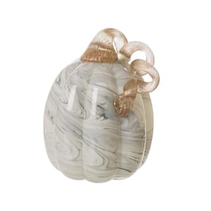 5.71 in. H Gray Marble Tall Glass Pumpkin