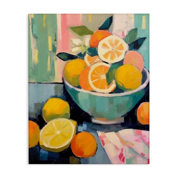 Stupell Industries Orange and Lemon Bowl by LSR Design Studio Unframed Food Graphic Art Print 48 in. x 36 in.