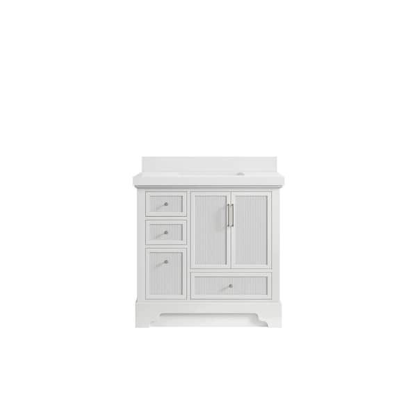 Willow Collections Alys 36 in. W x 22 in. D x 36 in. H Single Sink Bath Vanity Center in White with 2" White Quartz Top