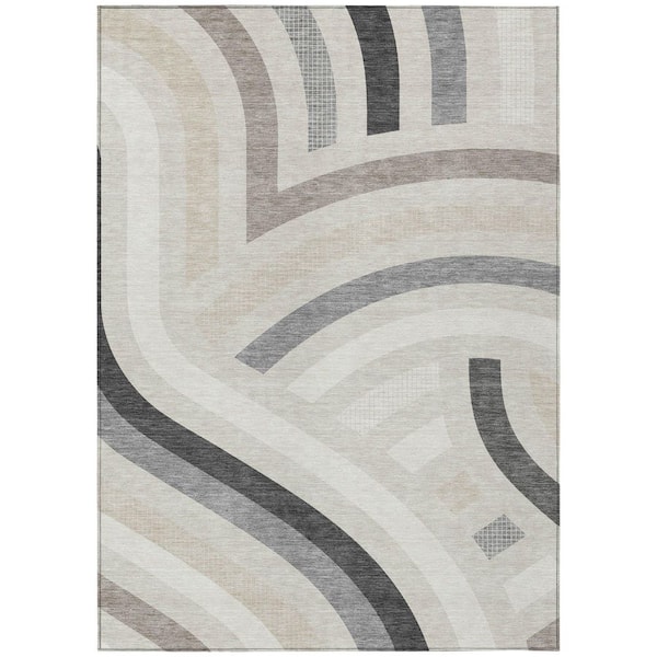 Chantille Machine Washable Indoor/Outdoor Abstract ACN2467 Linen 5 ft. x 7 ft. 6 in. Area Rug