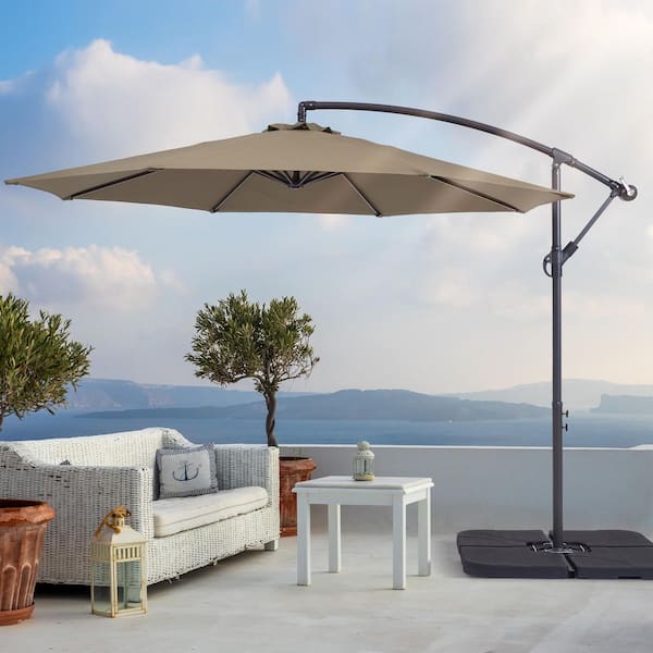 JOYESERY 10 ft. Outdoor Patio Umbrella, Round Canopy Cantilever Umbrella for Villa Gardens, Lawns and Yard, Taupe