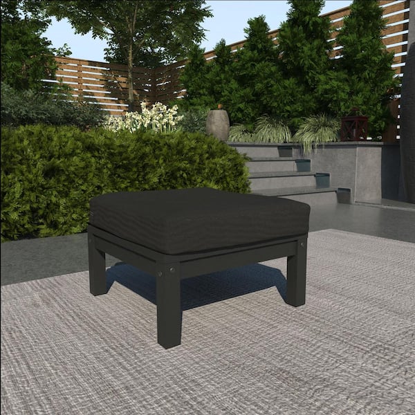 Highwood Bespoke 1-Piece Deep Seating Plastic Outdoor Ottoman with Cushion