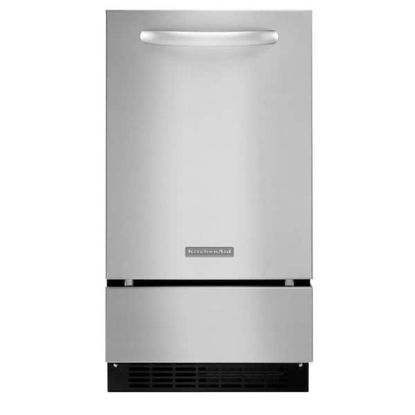KitchenAid Architect Series II 18 in. 50 lb. Freestanding or Built-In Icemaker with Drain Pump in Stainless Steel