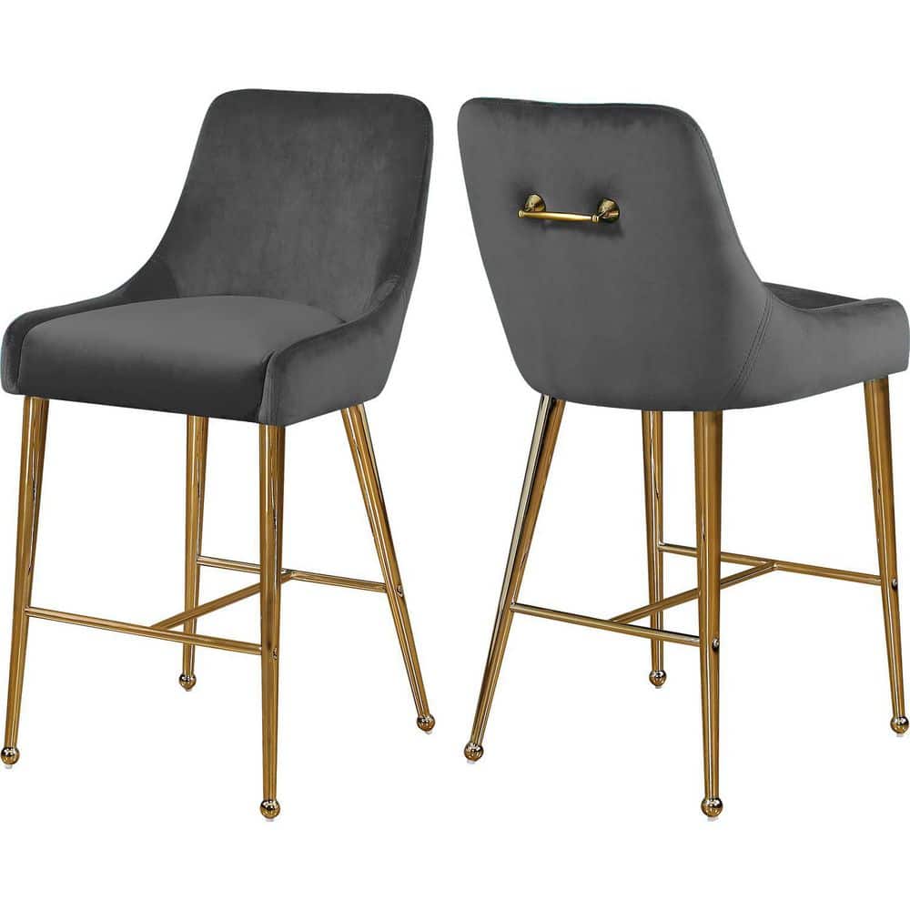 37.5 in.H Gray Finish Low Back Metal Frame Barstool Velvet Seat Set of 2 price history on PriceWatchPro