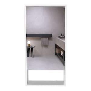 17.9 in. W x 35.4 in. H White Rectangular Particle Board Medicine Cabinet with Mirror, 1 Door and Shelves