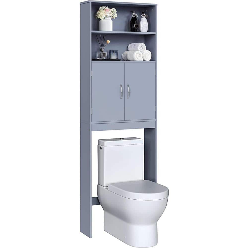 25 in. W x 77 in. H x 8 in. D Wood Rectangular Shelf in Grey