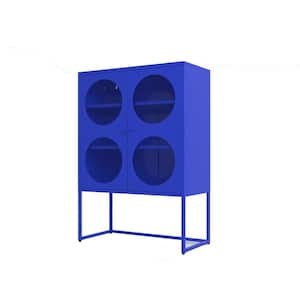 47.2 in. Heavy-Duty Metal Storage Cabinet Locker in Blue with 2 Circle Mesh Doors