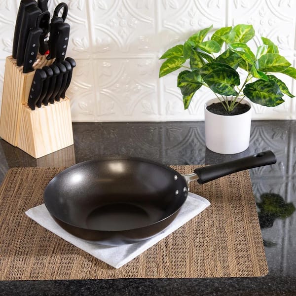 JOYCE CHEN 9.5 in. Carbon Steel Nonstick Stir Fry Pan with Bakelite Handle