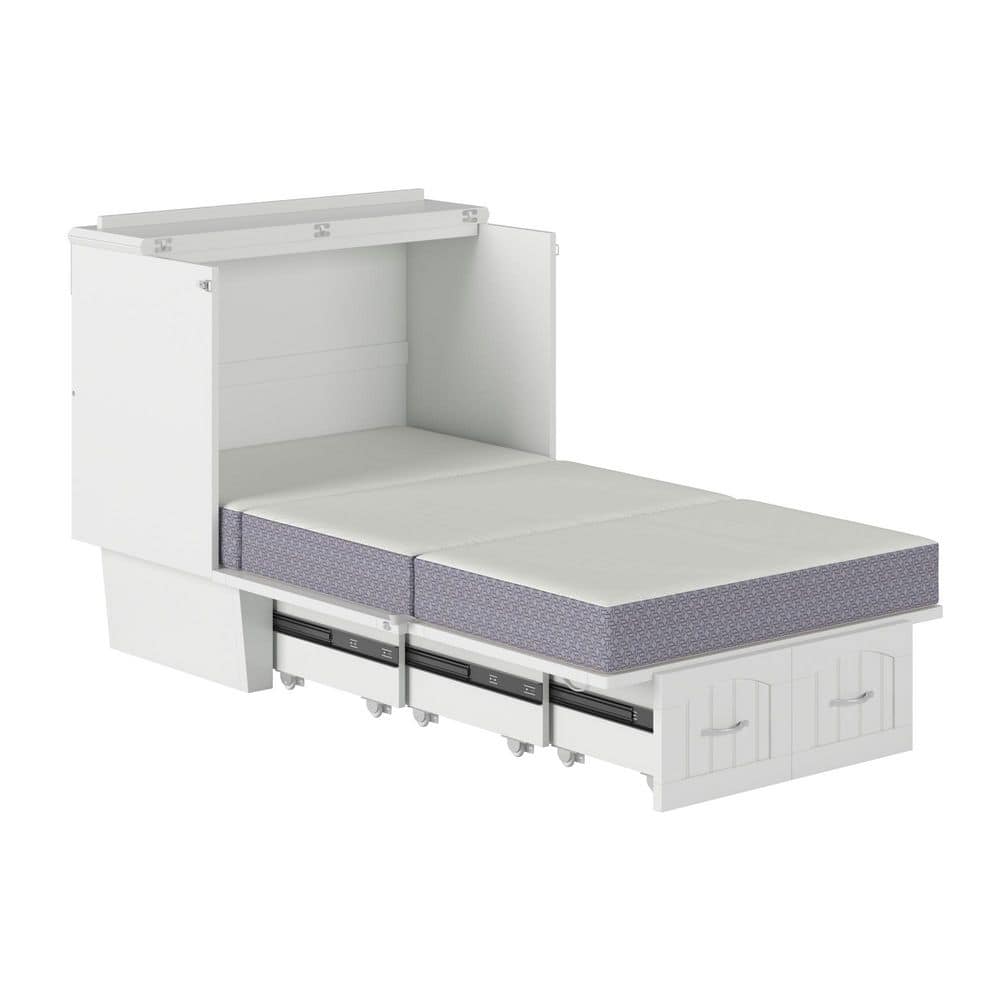 Nantucket White Twin Murphy Bed Chest with Storage Drawers