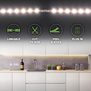 12 in. LED Linkable White Flexible Tape Under Cabinet Light Kit (4-Strip Pack)