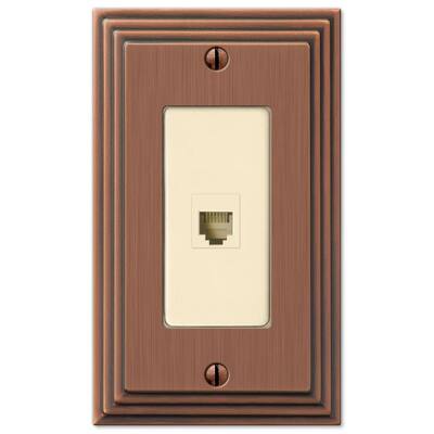 Tiered 1 Gang Phone Metal Wall Plate - Antique Copper