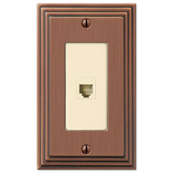 AMERELLE Tiered 1 Gang Phone Metal Wall Plate - Antique Copper