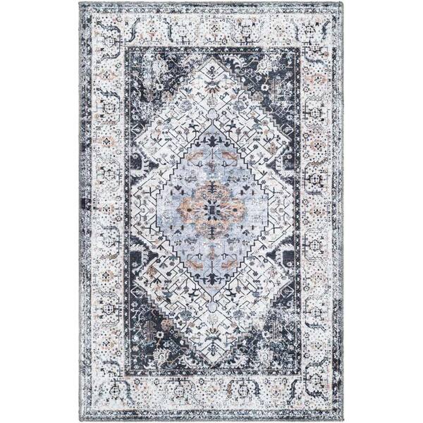 Unique Loom Yara Yash Linen Charcoal 3 ft. 3 in. x 5 ft. 3 in. Area Rug