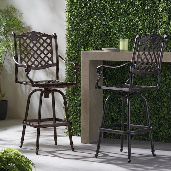 Nina Swivel Metal Outdoor Patio Bar Stool (2-Pack)