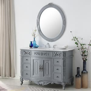 Winslow 48 in. W x 22 in. D x 35 in. H Single Sink Freestanding Bath Vanity in Antique Gray with White Marble Top