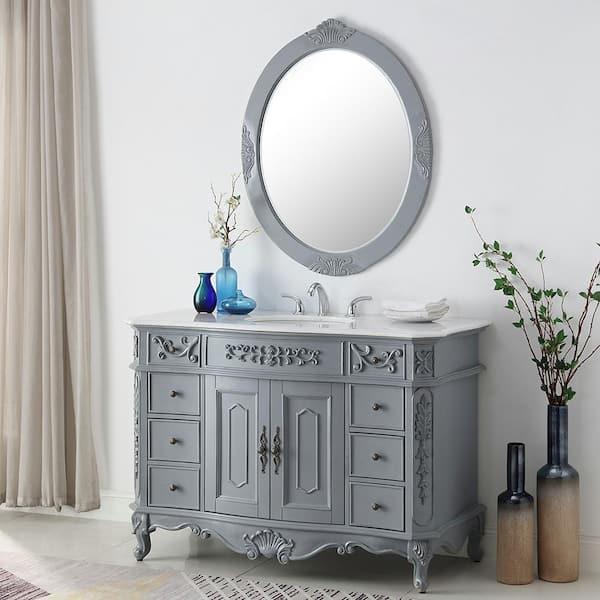 Home Decorators Collection Winslow 48 In W X 22 D Bath Vanity Antique Gray With Top White Marble Basin Bf 27003 Ag The Depot Home Decorators Collection Winslow 48, Home Decorators Collection Winslow Mirror