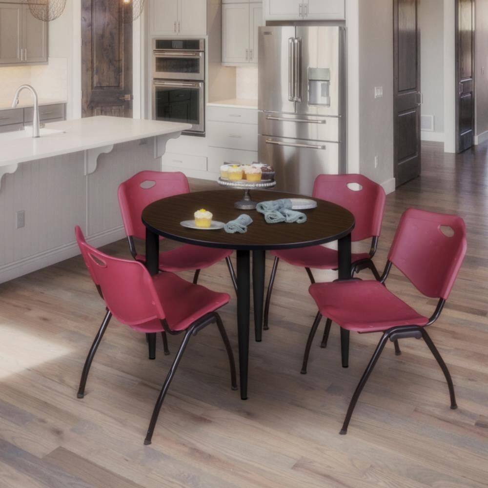 Kahlo 36 in. Round Neo Walnut Breakroom Table Desk with Black Tapered Legs price history on PriceWatchPro