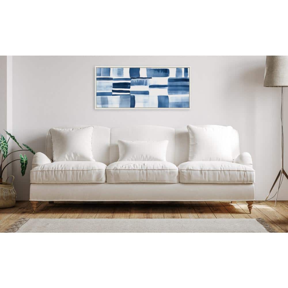 Sylvie Coastal Blue and White Abstract Canvas Art