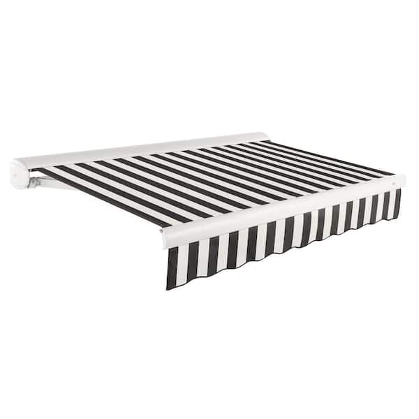 AWNTECH 16 ft. Key West Right Motorized Retractable Awning with Cassette (120 in. Projection) in Black/White