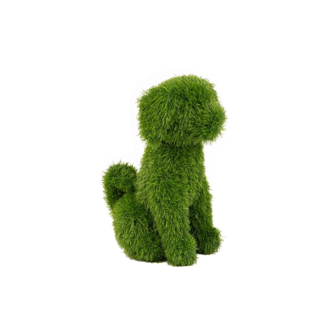 NATURAE DECOR 13 in. Green Artificial Turf Topiary Sitting Dog PLS ...