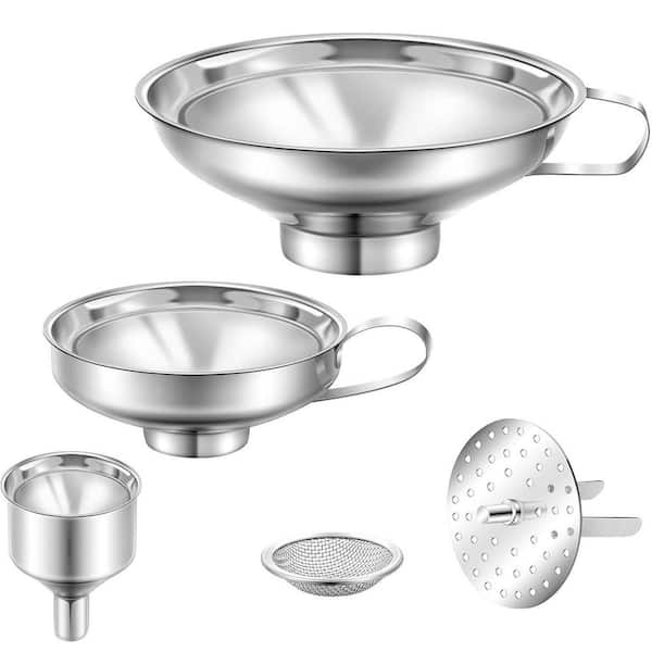 5-Piece Stainless Steel Funnels Set, Canning Funnel Fine Mesh Strainer Mesh Filter, Durable and Safe, Easy to Use