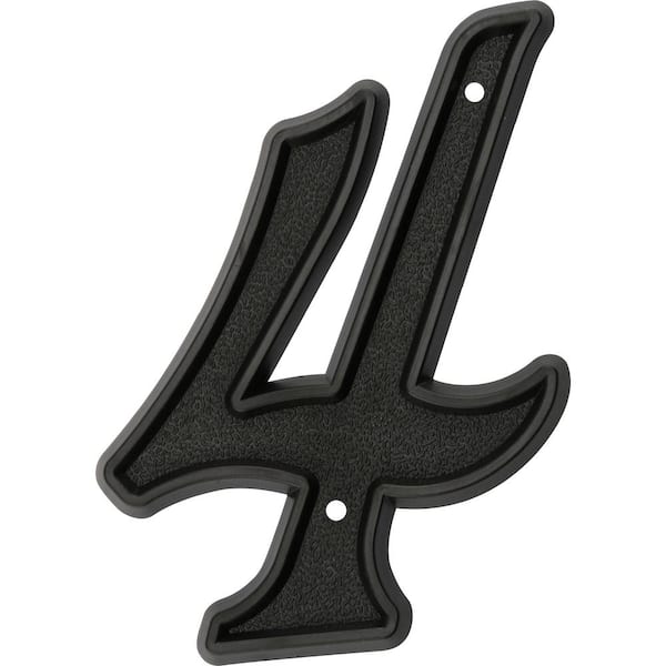 Everbilt 5-1/2 in. Black Plastic House Number 4