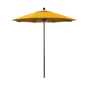 7.5 ft. Bronze Aluminum Commercial Market Patio Umbrella with Fiberglass Rib and Push Lift in Sunflower Yellow Sunbrella