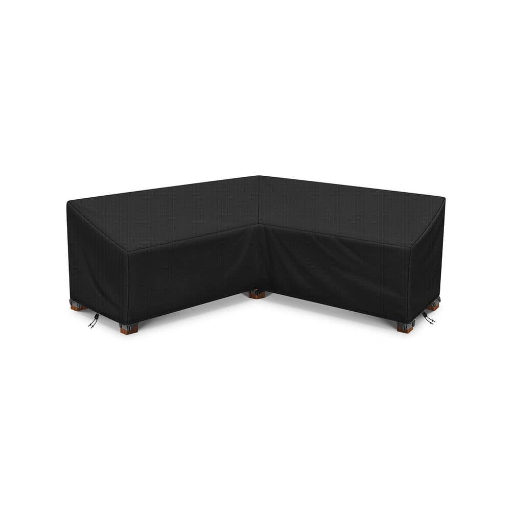 SenQWFa 85 x 85 x 33.5 Inches Black Outdoor Sectional Sofa Cover