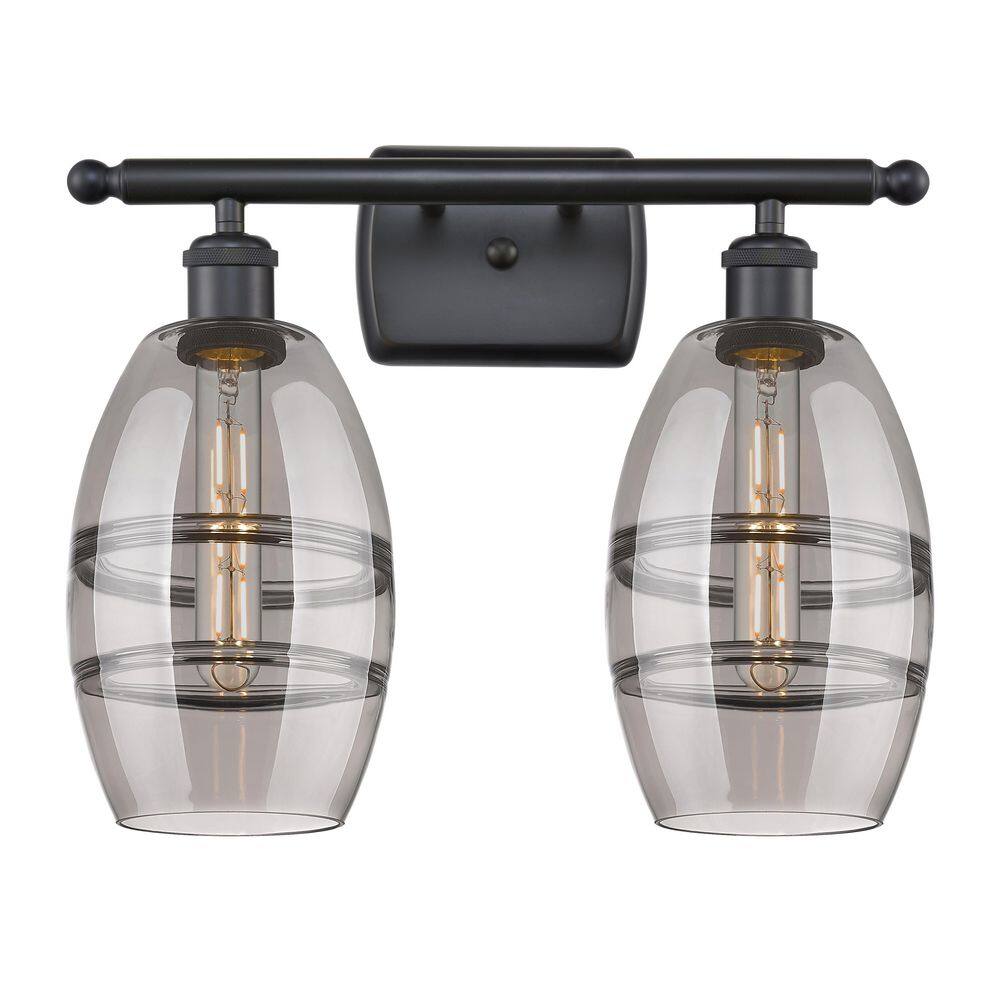 Vaz 15.88 in. 2-Light Matte Black Vanity Light with Glass Shade price history on PriceWatchPro