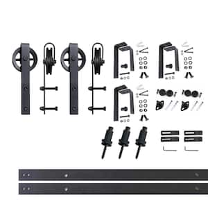 HOMACER 4 ft./48 in. Black Rustic Non-Bypass Sliding Barn Door Hardware Kit  Diamond Design Roller for Double Doors LX2TGH048C - The Home Depot