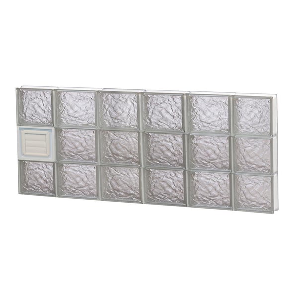 Clearly Secure 42.5 in. x 17.25 in. x 3.125 in. Frameless Ice Pattern Glass Block Window with Dryer Vent