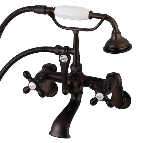 Kingston Brass Vintage Adjustable Center 3-Handle Claw Foot Tub Faucet with Handshower in Oil Rubbed Bronze