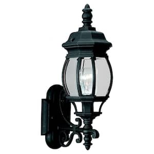 Wynfield 19.75 in. H 1-Light Black Outdoor 19.75 in. Wall Lantern Sconce with Clear Beveled Glass