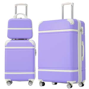 Purple Lightweight 3-Piece Expandable ABS Hardshell Spinner 20" + 28" Luggage Set with Cosmetic Case, 3-digital TSA Lock