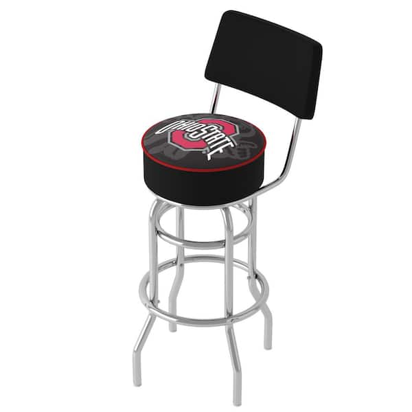 Unbranded The Ohio State University Faded Brutus 31 in. Red Low Back Metal Bar Stool with Vinyl Seat