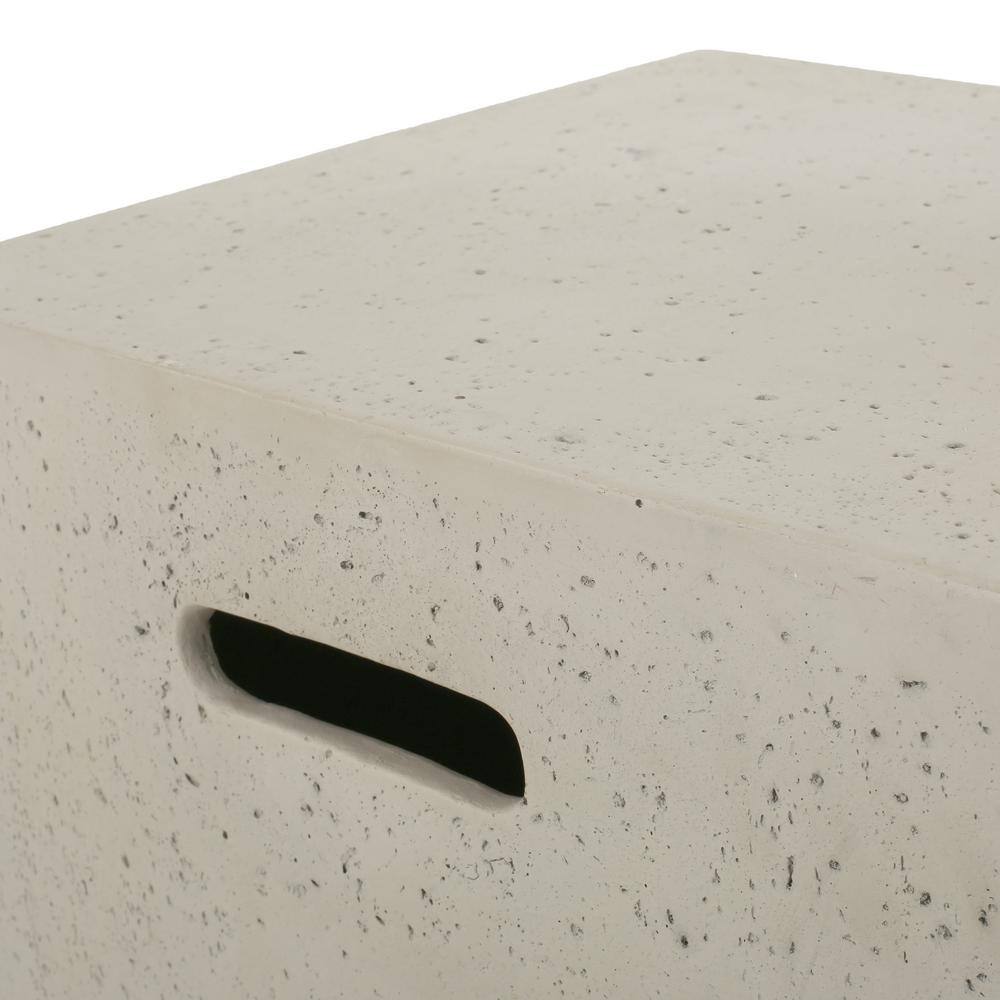Light Gray Round Concrete Gas Fire Pit Table with Tank Holder