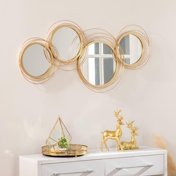 Modern Gold Metal Wall Art Mirror Decor Home Hanging Wall